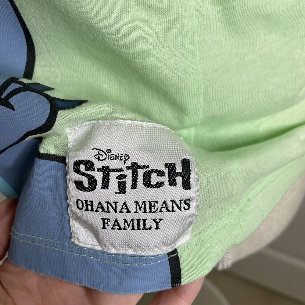 Disney Lilo and Stitch Ohana Means Family T Shirt Short Sleeve Green Junior's S - Picture 10 of 12